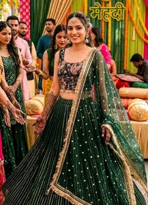 Stunning Emerald Green Lehenga Choli