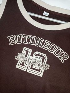 Brown Graphic Sleeveless Top