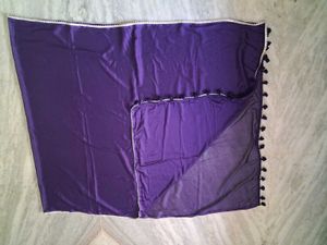 Elegant Purple Dupatta with Pom-Poms