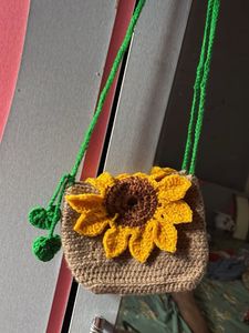 Handmade Crochet Sunflower Bag