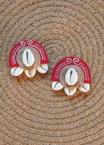 Ethnic fabric Shell Earrings