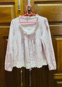 Light Pink Lace Trim Top