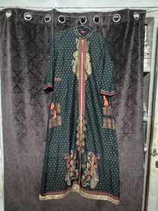 W Foil Print Black Kurti
