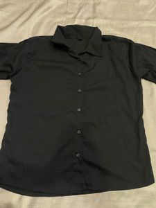 Classic Black Short Sleeve Button-Up Shirt