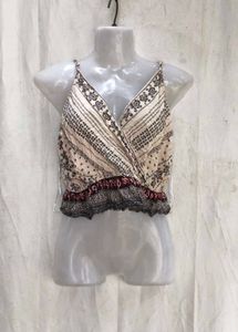 15197. Boho Print Wrap Crop Top