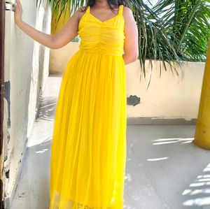 Yellow Tulle Maxi Dress