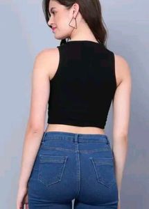 👉 “Trendy Black Heart Print Crop Top for Women |