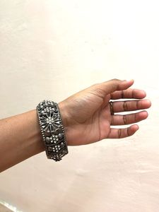 Oxidized Silver Ghungroo Jhumkas &amp; Bangle Set