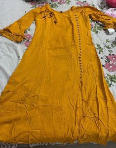 Yellow Kurta with Button Detail