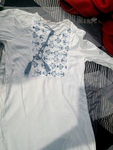 White Fish Print Tunic Top