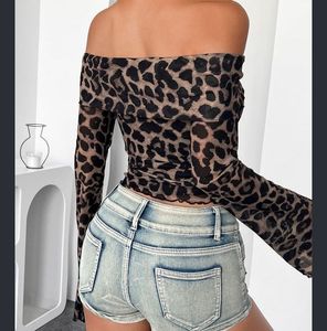 Outzidr Beige Off Shoulder Animal Print Top