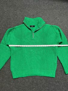 Green Half-Zip Knit Sweater