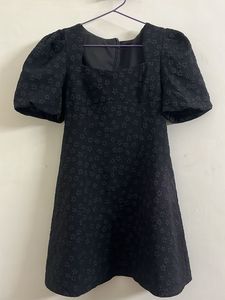 Black Puff Sleeve Mini Dress