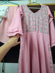 Pink Floral Kurti Set