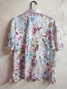 Floral Short Sleeve Button-Up Shirt Oversized