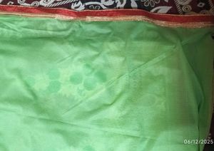 Vibrant Green Saree with Embellished Border