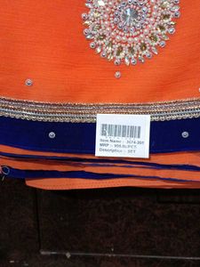 Orange Embellished Saree