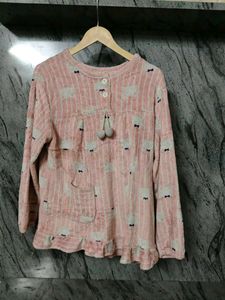 Cozy Pink Sleepshirt with Sheep Print