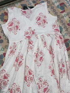 Elegant White &amp; Pink Floral Gown