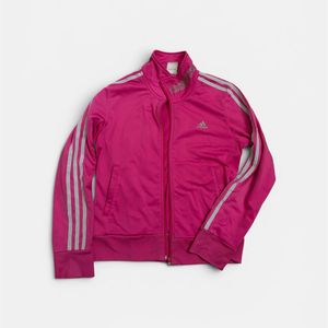 y2k adidas hot pink striped jacket