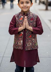 Indian Kurta Pajama with Vest And Pant