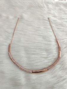 92.5 Sterling Silver Rose Gold Choker WTh Hallmark