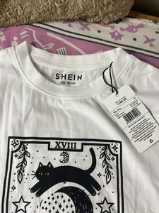 Shein White Moon Tarot T-Shirt
