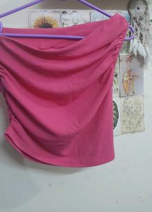 Barbie Pink One-Shoulder Ruched Tube Top