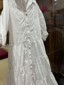 White Tiered Shirt Dress