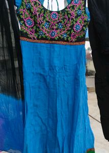 Blue Embroidered Anarkali Dress
