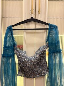 Chic Floral Smocked Top with Sheer Sleeves