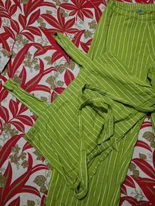 Green Striped Top and Pants Set