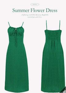 Emerald Green Summer Floral Midi Dress