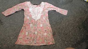 Pink Floral Embroidered Kurta