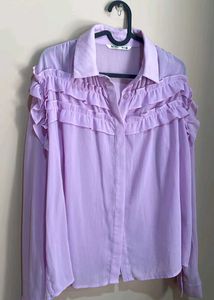 Sheer Lavender Ruffle Shirt