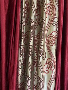 Set Of 3 Curtains (2 Maroon Satin And 1 Silk)