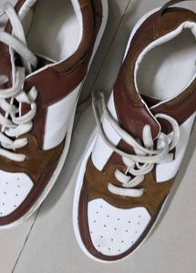 women's White &amp; Brown Sneakers