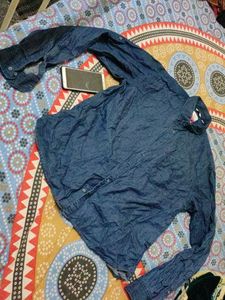 branded Denim Long Sleeve Shirt