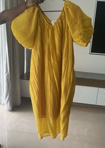 Lovely Yellow Midi With Puff Sleeves