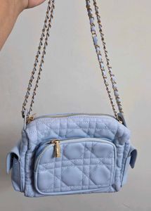 Light Blue Quilted Crossbody Bag