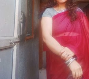 Beautiful Red And Cement Colour Saree