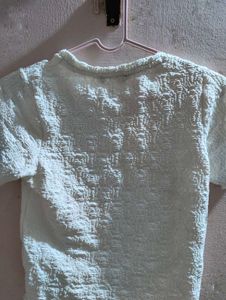 Textured White Cropped Top