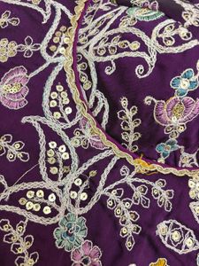 Sleeveless Embroidered Purple Blouse