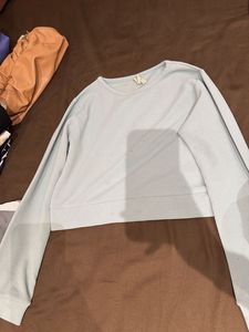 Light Blue Cropped Long Sleeve Top