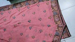 Pink Floral Embroidered Saree With Blouse