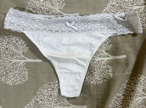 White Lacy Waist Thong