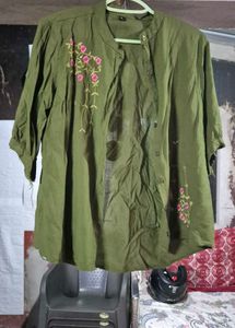 Embroidered Olive Green Kurta