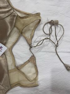Golden Sheer Neckline Blouse