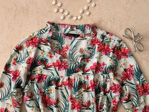 Floral Print Ruffle Trimmed Top