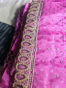Beautiful Pink Embellished Saree